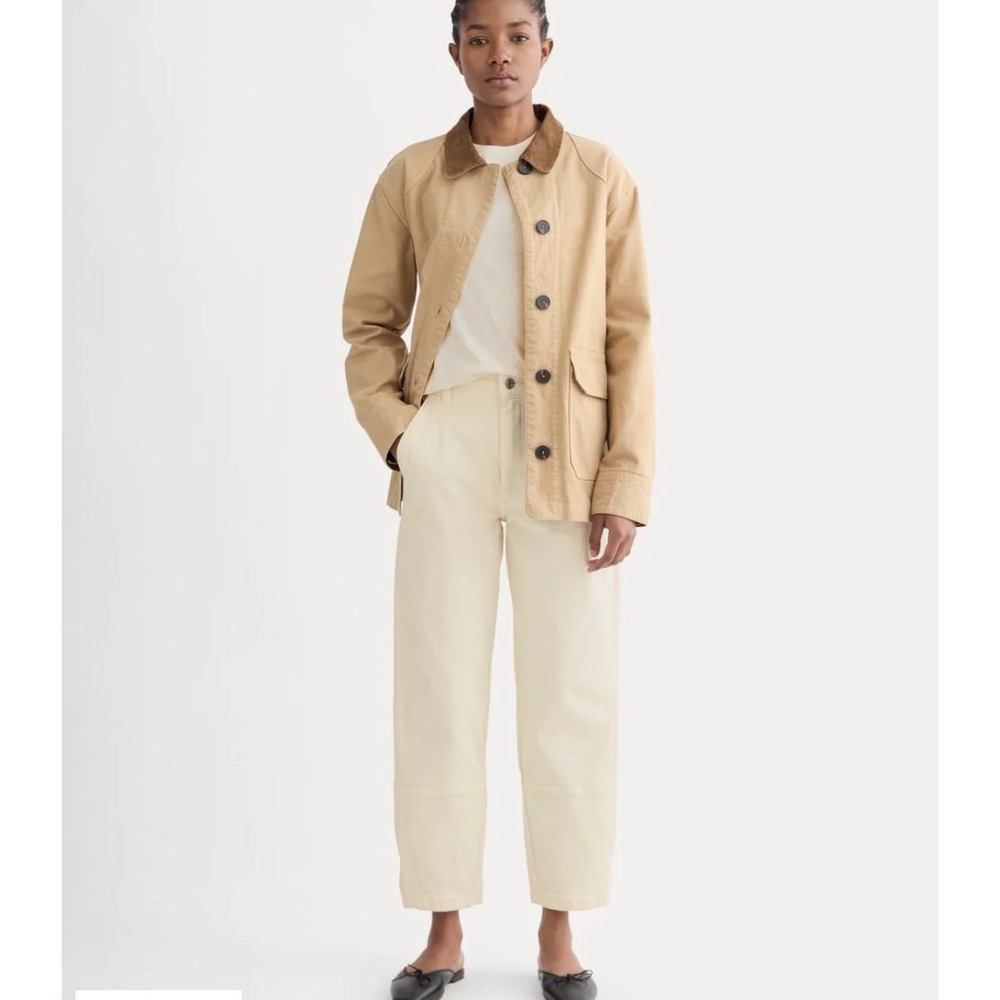 Everlane Barrel Utility Pant Womens 4R Bone White High Rise Organic Cotton